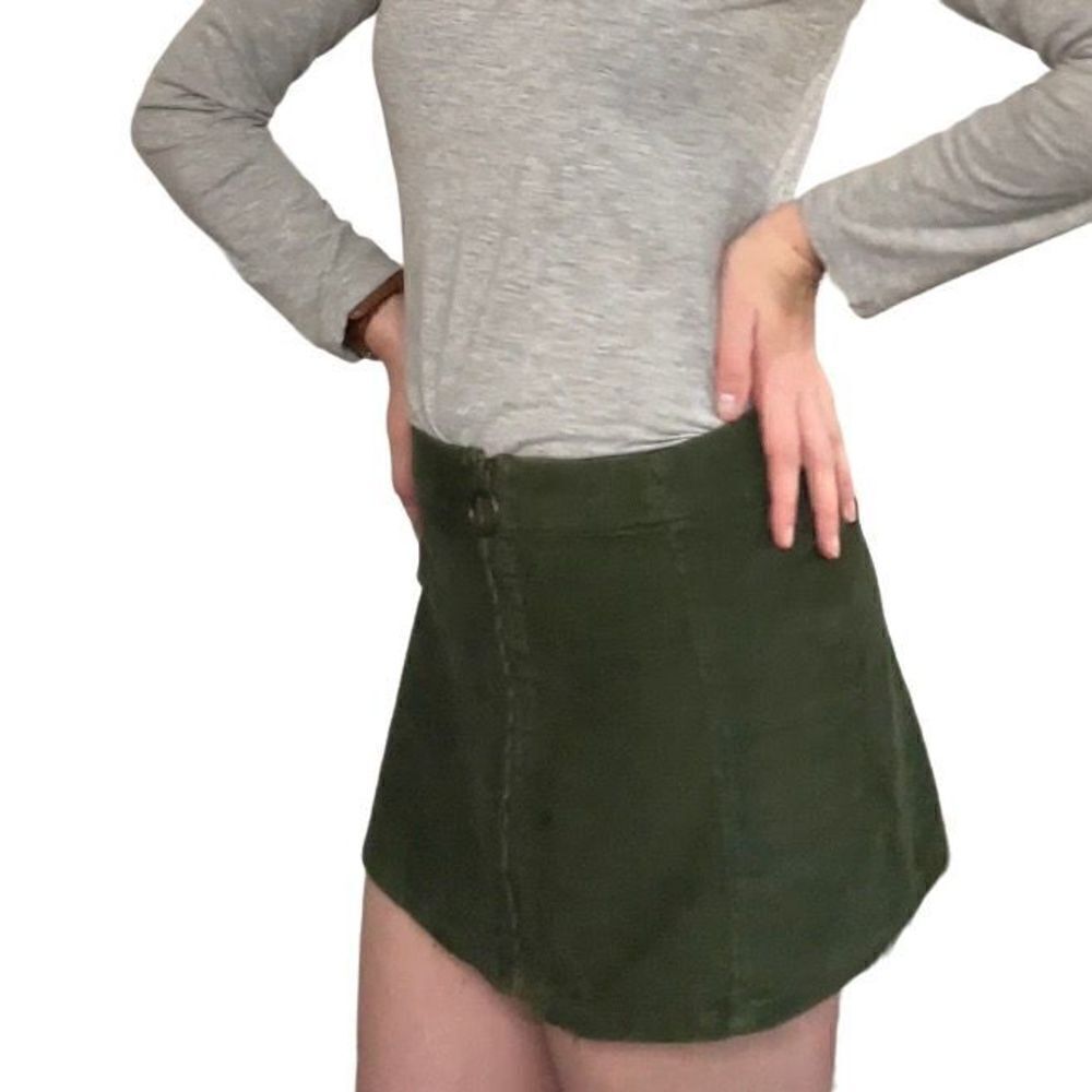 Y2K Green Corduroy Zip Mini Skirt  5